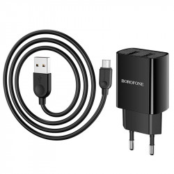 Адаптер мережевий BOROFONE Micro USB Cable Powerway dual port charger set BA53A |2USB, 2.1A|