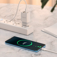 Адаптер мережевий BOROFONE Micro USB Cable Powerway dual port charger set BA53A |2USB, 2.1A|