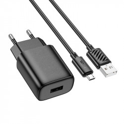 Адаптер мережевий Hoco Micro USB Cable Solid single port charger C134A |1USB, 12W/2.4A|