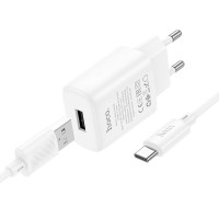 Адаптер мережевий Hoco Type-C Cable Solid single Port charger C134A |1USB, 12W/2.4A|