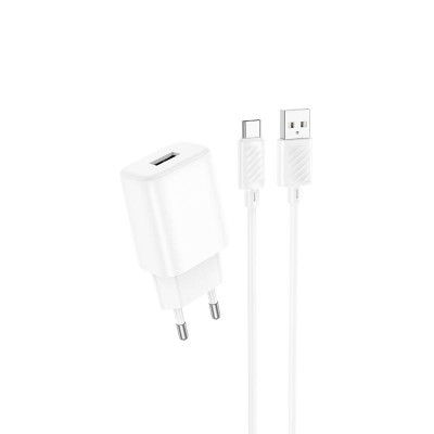 Адаптер мережевий Hoco Type-C Cable Solid single Port charger C134A |1USB, 12W/2.4A|