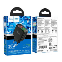 Адаптер мережевий Hoco Smart charger CS42A |1Type-C/1USB, 30W/3A, PD/QC|
