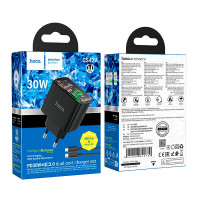 Адаптер мережевий Hoco Smart charger Type-C to Lightning Cable set CS42A |1Type-C/1USB, 30W/3A, PD/QC|