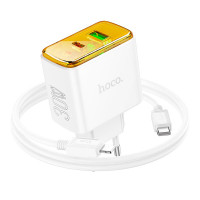 Адаптер мережевий Hoco Smart charger Type-C to Lightning Cable set CS42A |1Type-C/1USB, 30W/3A, PD/QC|