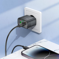 Адаптер мережевий Hoco Smart charger Type-C to Lightning Cable set CS42A |1Type-C/1USB, 30W/3A, PD/QC|