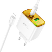 Адаптер мережевий Hoco Smart charger Type-C to Lightning Cable set CS42A |1Type-C/1USB, 30W/3A, PD/QC|
