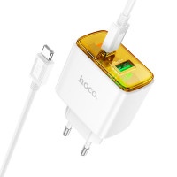 Адаптер мережевий Hoco Smart charger Type-C to Type-C Cable set CS42A |1Type-C/1USB, 30W/3A, PD/QC|