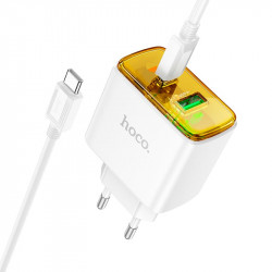 Адаптер мережевий Hoco Smart charger Type-C to Type-C Cable set CS42A |1Type-C/1USB, 30W/3A, PD/QC|