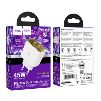 Адаптер мережевий Hoco Smart charger CS43A |2Type-C, 45W/3A, PD/QC|