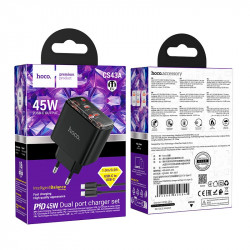 Адаптер мережевий Hoco Smart charger Type-C to Type-C Cable set CS43A |2Type-C, 45W/3A, PD/QC|