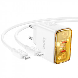 Адаптер мережевий Hoco Smart charger Type-C to Type-C Cable set CS43A |2Type-C, 45W/3A, PD/QC|