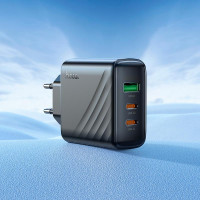 Адаптер мережевий HOCO Article charger CS26A |1USB/2Type-C, 45W/3A, PD/QC|