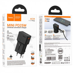 Адаптер мережевий Hoco universal travel charger AC24 Mini |1USB/1Type-C, 20W/3A, PD/QC|