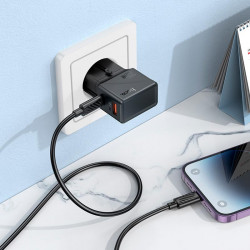 Адаптер мережевий Hoco universal travel charger AC24 Mini |1USB/1Type-C, 20W/3A, PD/QC|
