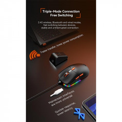 Миша MEETION Wired + 2.4 G+Bluetooth Gaming Mouse With Charing Base GW38 |6 Keys, 8000dpi, 30-60h, RGB|