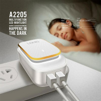 Адаптер мережевий LDNIO Micro USB Cable Touch Light A2205 |2USB, 2.4A|