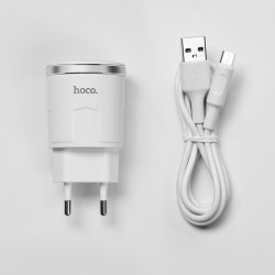 Адаптер мережевий Hoco Thunder Micro cable C37A |1USB, 2.4A|