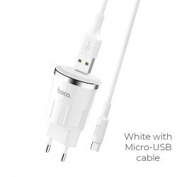 Адаптер мережевий Hoco Thunder Micro cable C37A |1USB, 2.4A|
