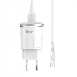 Адаптер мережевий Hoco Thunder Micro cable C37A |1USB, 2.4A|