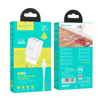 Адаптер мережевий Hoco Lightning Cable Maker dual port charger set N25 |2USB, 2.1A|