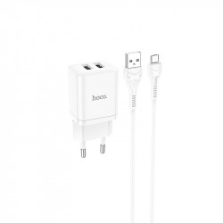 Адаптер мережевий Hoco Micro USB Cable Maker dual port charger set N25 |2USB, 2.1A|