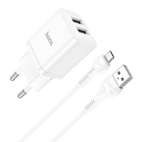Адаптер мережевий Hoco Micro USB Cable Maker dual port charger set N25 |2USB, 2.1A|