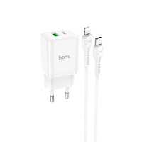 Адаптер мережевий Hoco Type-C to Lightning Cable founder charger set N28 |1USB/1Type-C, 20W/3A, PD/QC|