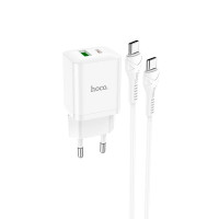 Адаптер мережевий HOCO Type-C to Type-C Cable founder charger set N28 |1USB/1Type-C, 20W/3A, PD/QC|