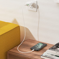 Адаптер мережевий Hoco Type-C to Lightning Cable Favor dual port N5 |1USB/1Type-C, PD20W/QC3.0, 3A| (Safety Certified)
