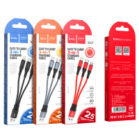 Кабель Hoco Combp 3-in-1 Lightning+Micro USB + Type-C Harbor charging cable X47 |0.25m, 2.4A|