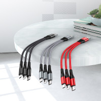 Кабель Hoco Combp 3-in-1 Lightning+Micro USB + Type-C Harbor charging cable X47 |0.25m, 2.4A|