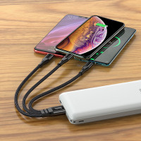 Кабель Hoco Combp 3-in-1 Lightning+Micro USB + Type-C Harbor charging cable X47 |0.25m, 2.4A|