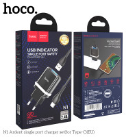 Адаптер мережевий Hoco Type-C Cable Ardent charger set N1 |1USB, 2.4A, 12W| (Safety Certified)