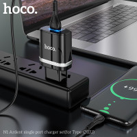 Адаптер мережевий Hoco Type-C Cable Ardent charger set N1 |1USB, 2.4A, 12W| (Safety Certified)