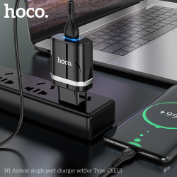 Адаптер мережевий Hoco Type-C Cable Ardent charger set N1 |1USB, 2.4A, 12W| (Safety Certified)