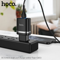 Адаптер мережевий Hoco Type-C Cable Ardent charger set N1 |1USB, 2.4A, 12W| (Safety Certified)