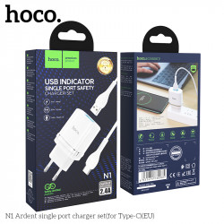Адаптер мережевий Hoco Type-C Cable Ardent charger set N1 |1USB, 2.4A, 12W| (Safety Certified)