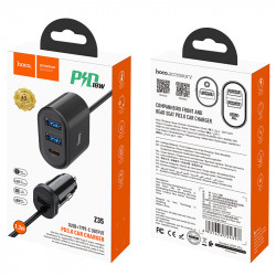 Адаптер автомобільний Hoco Companheiro Front and Rear Seat Z35 |3USB/1Type-C,PD3.0/QC3.0, 3A|