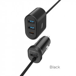 Адаптер автомобільний Hoco Companheiro Front and Rear Seat Z35 |3USB/1Type-C,PD3.0/QC3.0, 3A|