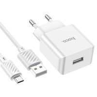 Адаптер мережевий HOCO Leisure Micro USB cable single port charger C106A |1USB, 10.5W/2.1A|