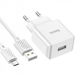 Адаптер мережевий HOCO Leisure Micro USB cable single port charger C106A |1USB, 10.5W/2.1A|