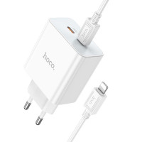 Адаптер мережевий HOCO Type-C to Lightning Cable Leader dual port (2C) charger C108A |2Type-C, 35W/3A, PD/QC|