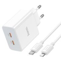 Адаптер мережевий HOCO Type-C to Lightning Cable Leader dual port (2C) charger C108A |2Type-C, 35W/3A, PD/QC|