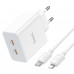 Адаптер мережевий HOCO Type-C to Lightning Cable Leader dual port (2C) charger C108A |2Type-C, 35W/3A, PD/QC|