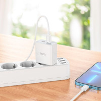 Адаптер мережевий HOCO Type-C to Lightning Cable Leader dual port (2C) charger C108A |2Type-C, 35W/3A, PD/QC|