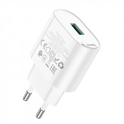Адаптер мережевий HOCO Fighter single port charger C109A |1USB, 18W/3A, QC|