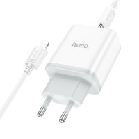 Адаптер мережевий HOCO Type-C to Lightning Cable Stage dual Port charger set C105A |1USB/1Type-C, 20W/3A, PD/QC|