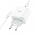 Адаптер мережевий HOCO Type-C to Lightning Cable Stage dual Port charger set C105A |1USB/1Type-C, 20W/3A, PD/QC|