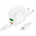 Адаптер мережевий HOCO Type-C to Lightning Cable Lucky dual-port charger set C111A |1USB/1Type-C, 30W/3A, PD/QC|
