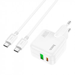 Адаптер мережевий HOCO Type-C to Type-C Cable Lucky dual-port charger set C111A |1USB/1Type-C, 30W/3A, PD/QC|